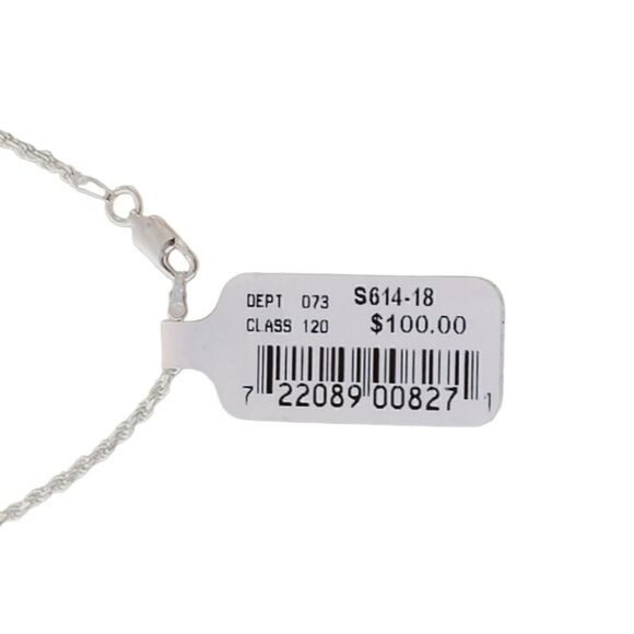 IBB Sterling Silver Diamond Cut Rope Necklace Chain 18" - Picture 3 of 5